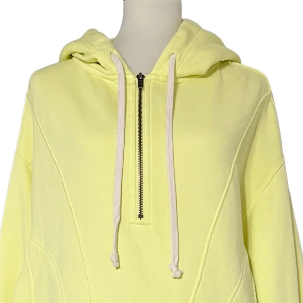 Free People‎ Jersey High Road Hooded Pullover Sweater in Light Yellow